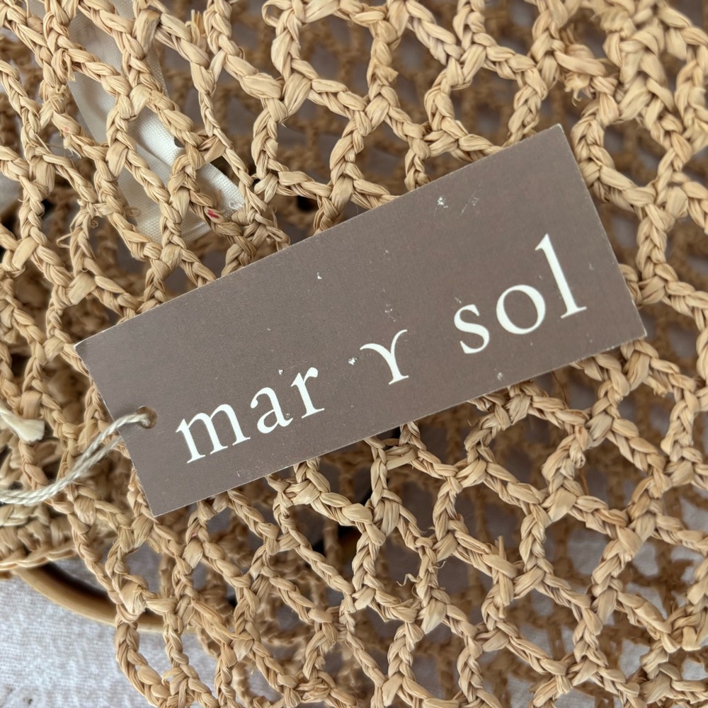 Mar Y Sol Willow Wristlet Tote NWT Handmade Crochet Natural Raffia - Picture 8 of 8